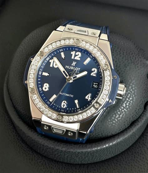 hublot big bang one click steel blue diamonds|hublot big bang skeleton.